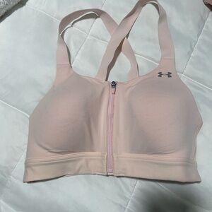 Under Armour Light Pink Front-Zip Sports Bra